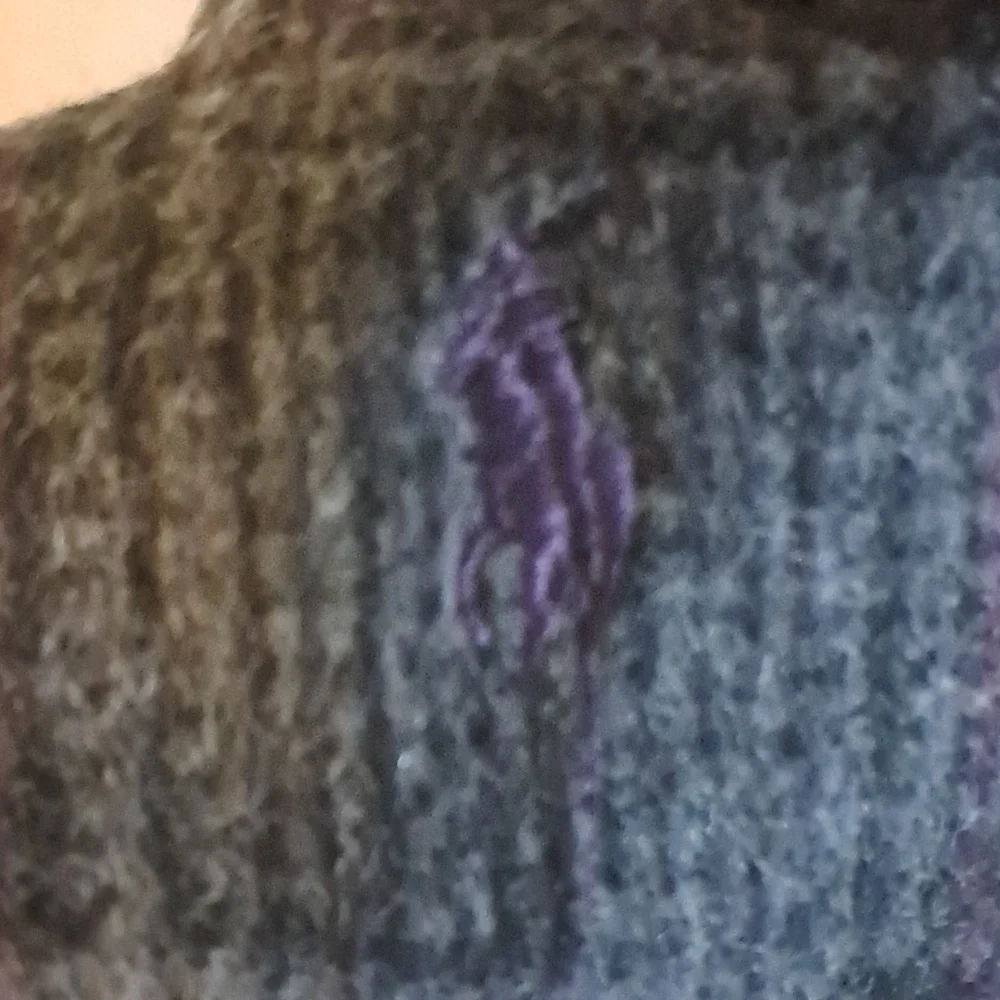 Polo Ralph Lauren Lambswool Reversible Plaid Fringe Scarf Black Gray Purple